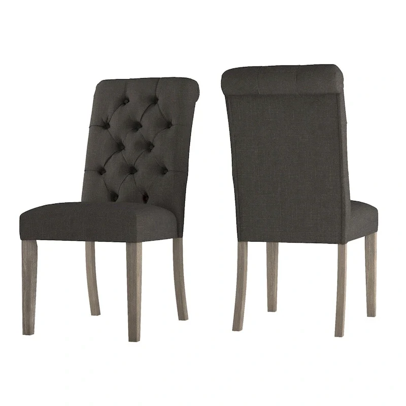 Benchwright Linen Tufted Dining Chair with Grey Finish Legs (Set of 2) by iNSPIRE Q Artisan
