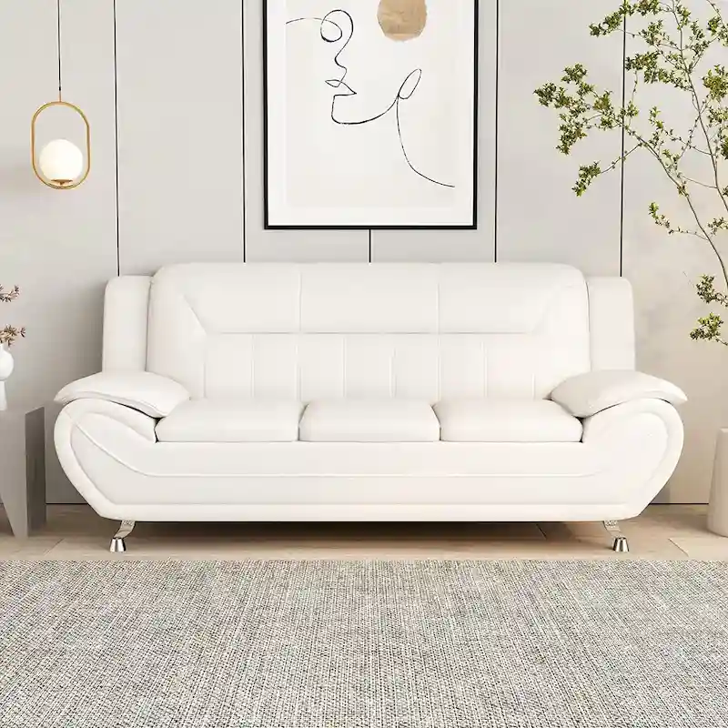 Michael Segura Bonded Leather Upholstered Sofa
