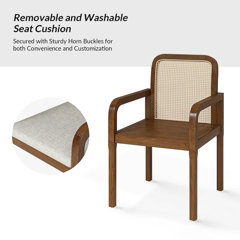 Antoine Modern Ratten Back Dining Chair with Removable Cushion by HULALA HOME