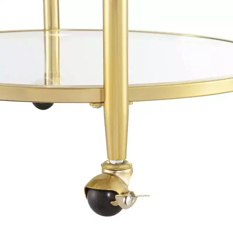 Breighton Home Royal Crest 2 Tier Acrylic Round Glass Bar Cart in Glass/Gold