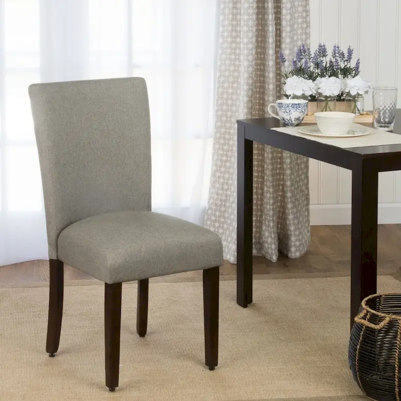 Transitional Upholstered Dining and Accent Chair - Gray, Solid Wood Legs