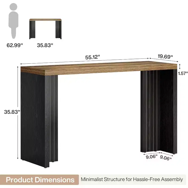 Lantine Home Bar Unit, 55.12Bar Table with a Spacious Tabletop, Modern Freestanding Bar for Home Kitchen, Living Room, Balcony