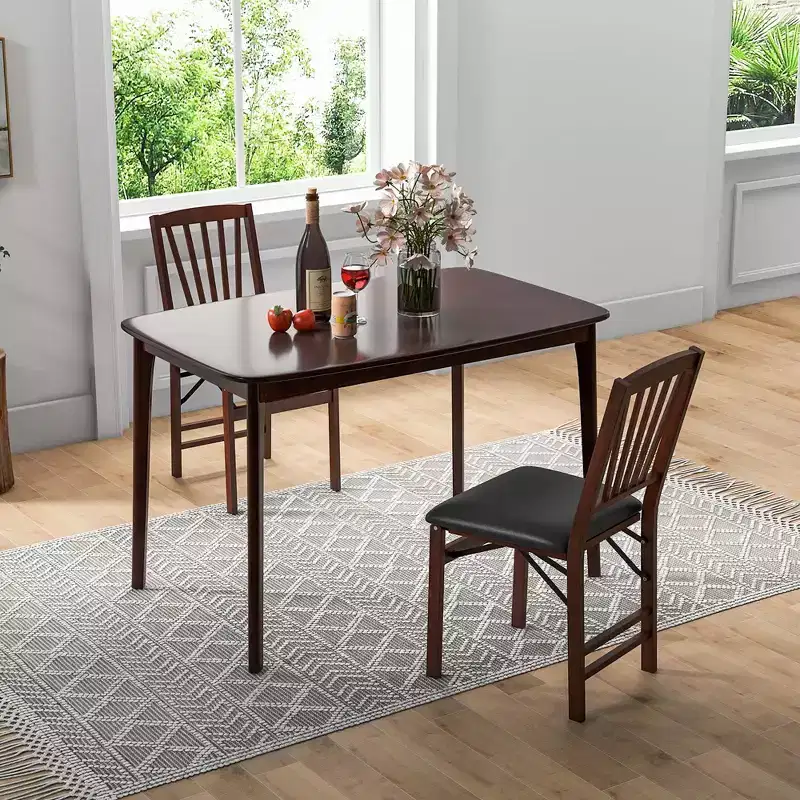 Costway 48 Wooden Dining Table Rectangular Farmhouse Kitchen with Solid Rubber Wood Legs Cherry/Natural