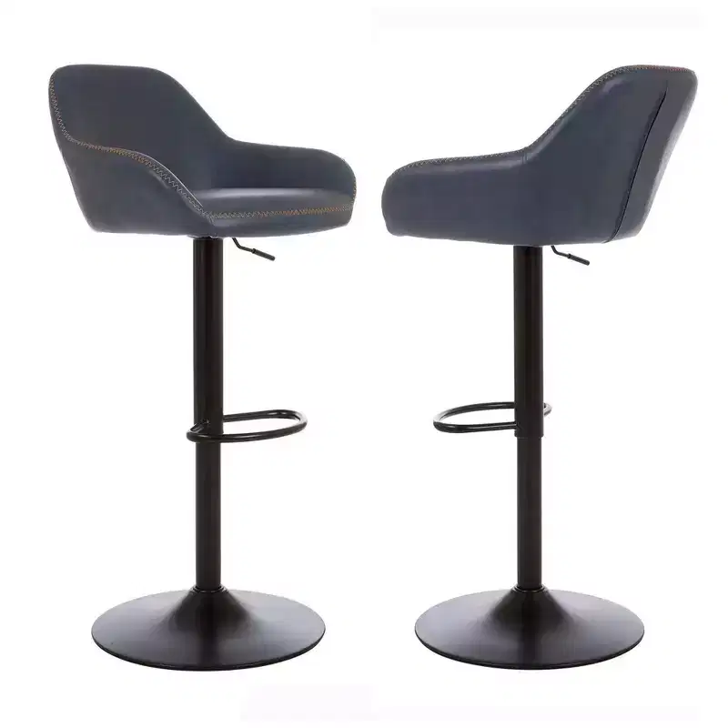 Set of 2 Mid Century Modern Leatherette Gaslift Adjustable Swivel Barstool - Glitzhome