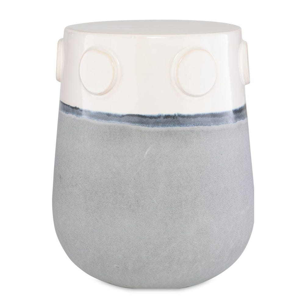 Off-White Blue Gray Ceramic Garden Stool Outdoor