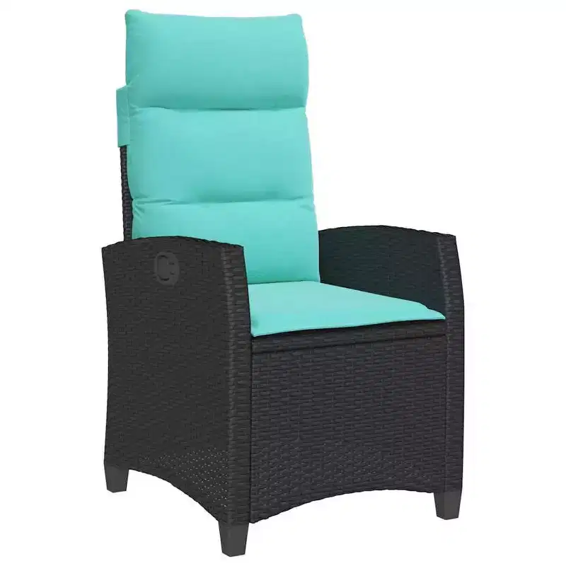 vidaXL Reclining Garden Chair in Poly Rattan with Side Table