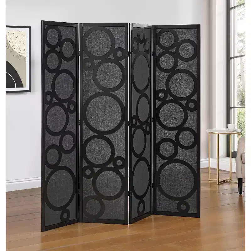 Roundhill Furniture Tavari 4-Panel Room Divider, Decorative Folding Freestanding Privacy Screen