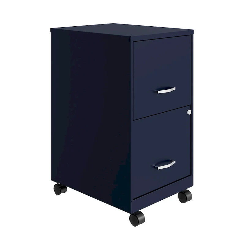 2-Drawer Mobile Metal File Cabinet - Navy, Fits Under Desk