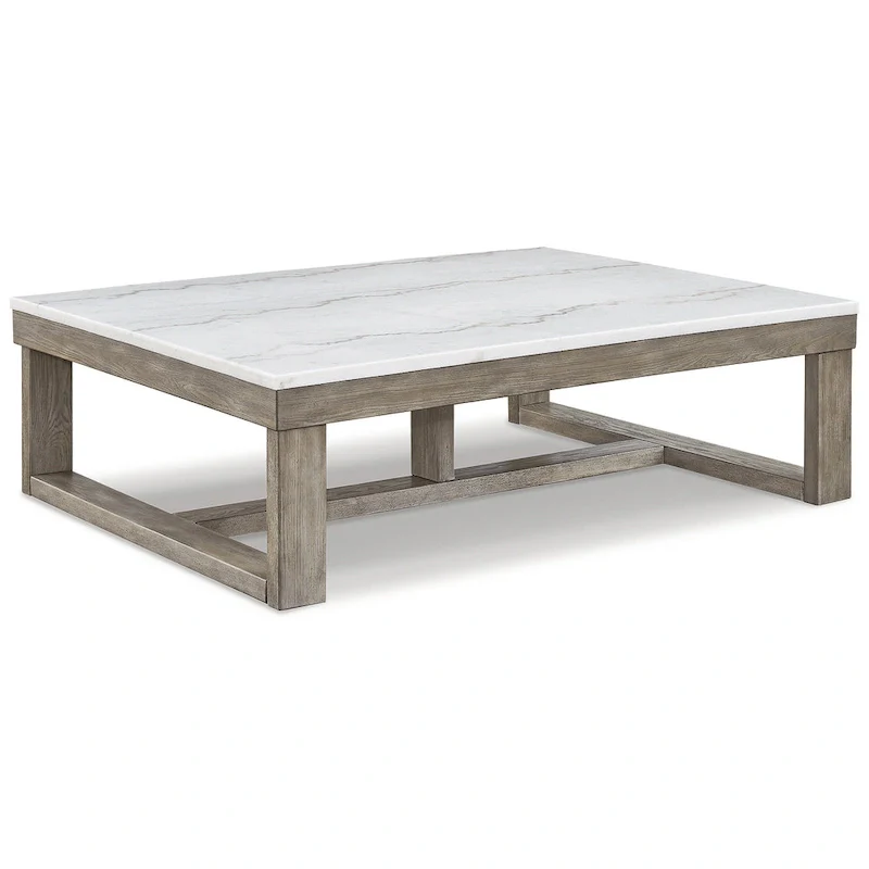 Signature Design Grey/Ivory Rectangular Coffee Table - 56 inches wide x 42 inches deep x 17 inches high