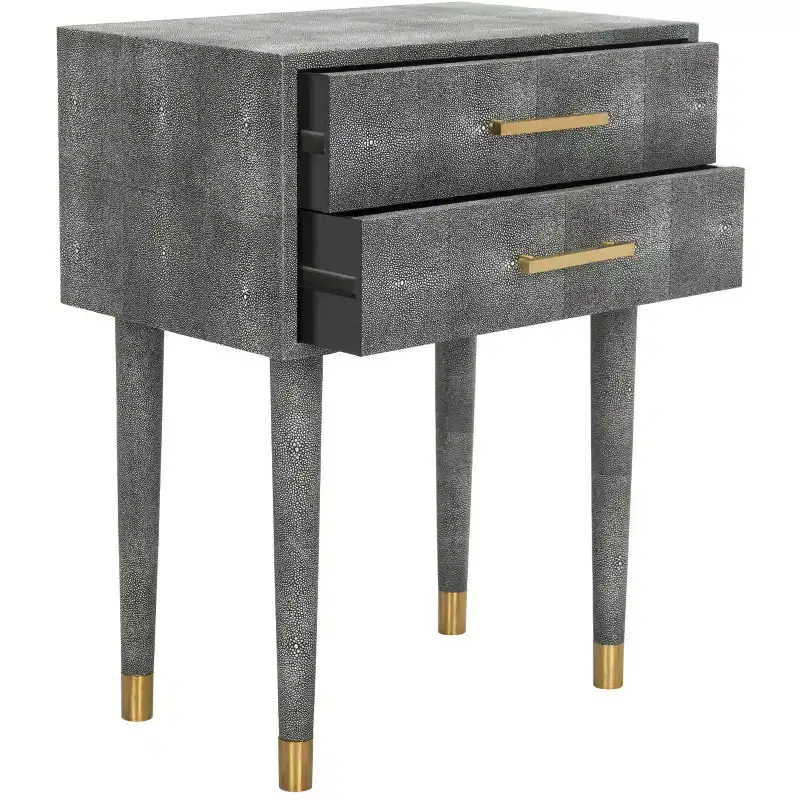 Faux Shagreen End Table – Black