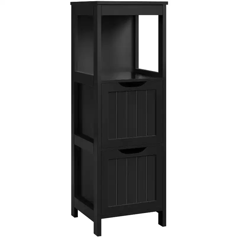 Wooden Bathroom Floor Cabinet Freestanding Side Storage Organizer with 2 Drawers