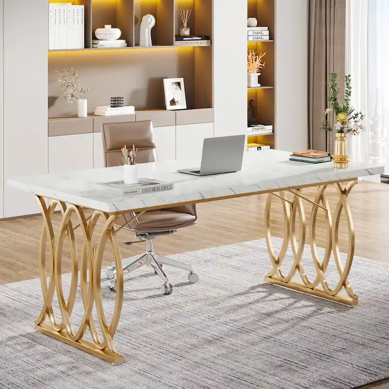 63 inch Executive Desk, Large Computer Desk, Conference Table for 4-6 People