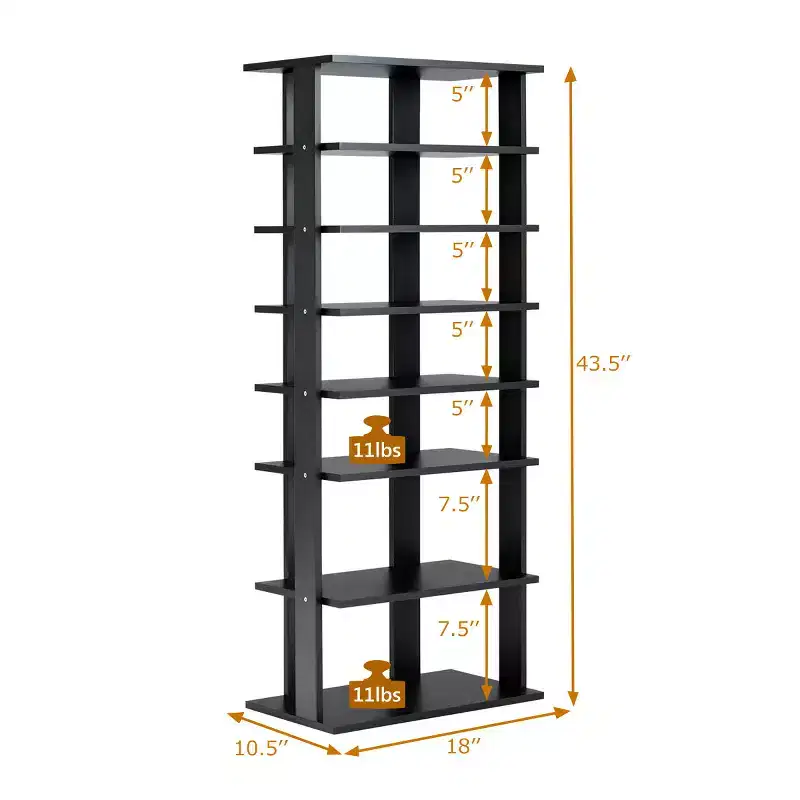 Costway Patented 7-Tier Dual Shoe Rack Practical Free Standing Shelves Storage Shelves Concise