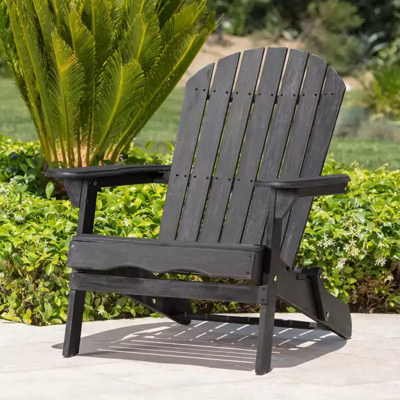 Okak Rustic Patio Folding Adirondack Chair Premium Acacia Accent Chair for Porch,Garden&Backyard,Outdoor Lounge Chair,300lbs Max