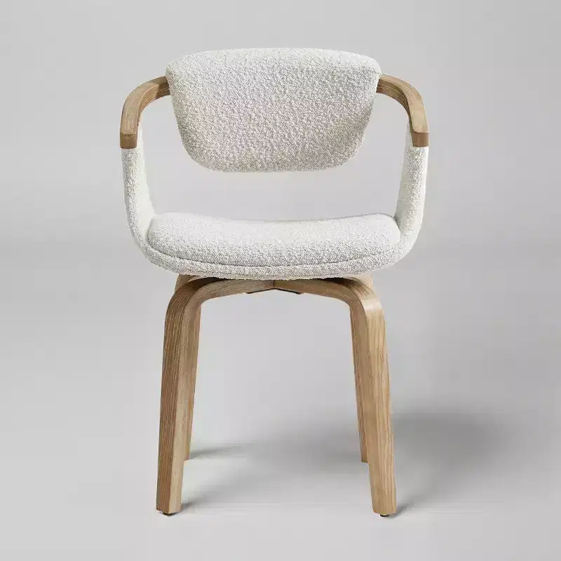 Art Leon Boucle Fabric Swivel Dining Chair