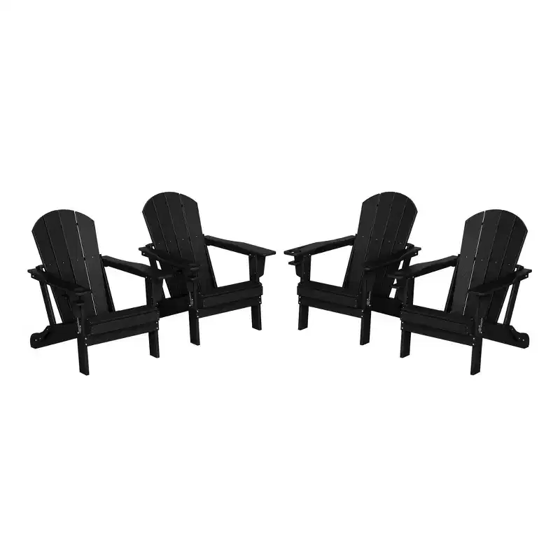 WestinTrends Nantucket Outdoor Patio HDPE Resin Folding Adirondack Chairs With Cup Holder and Phone Holder (Set of Four)