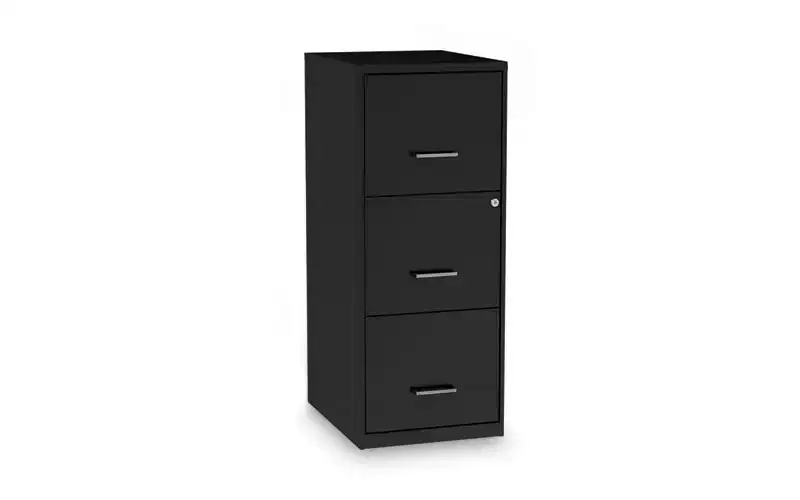 3-Drawer Vertical File Cabinet, Letter Size, Black, 14