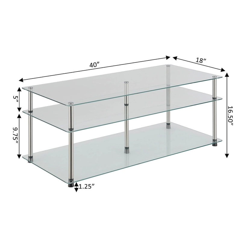 Convenience Concepts Designs2Go Classic Glass 3 Tier Coffee Table