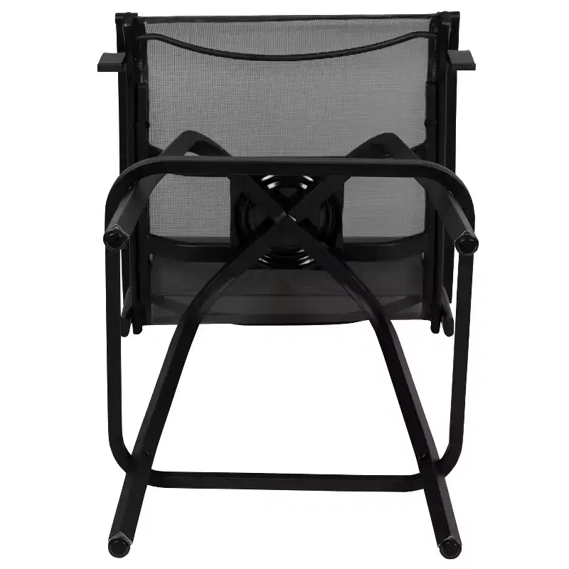 Merrick Lane Set of 2 Brett High Back Bar Height Swivel Patio Stools with Powder Coated Metal Frames and Textilene Upholstery