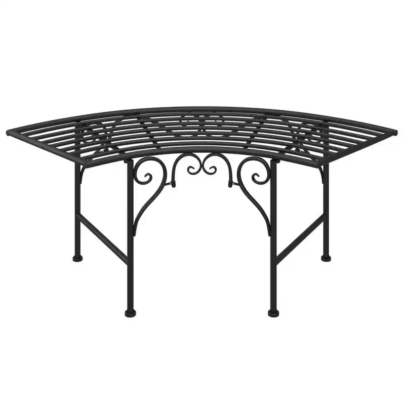 vidaXL - Tree Bench Black Steel - 44.5 Patio Garden Seat