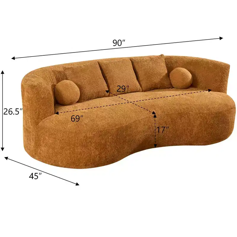 Christopher Knight Home Grazia 90'' Modern Curved Boucle Upholstered 3-Seater Sofa