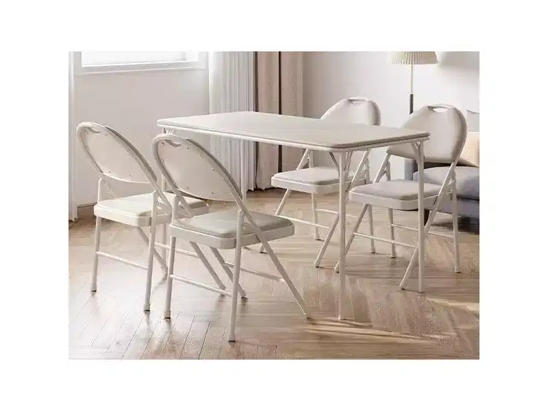 5-Piece Rectangle Folding Table & Chairs Set  Portable, Scratch-Resistant for Dining/Living Room/Camping (Foldable)