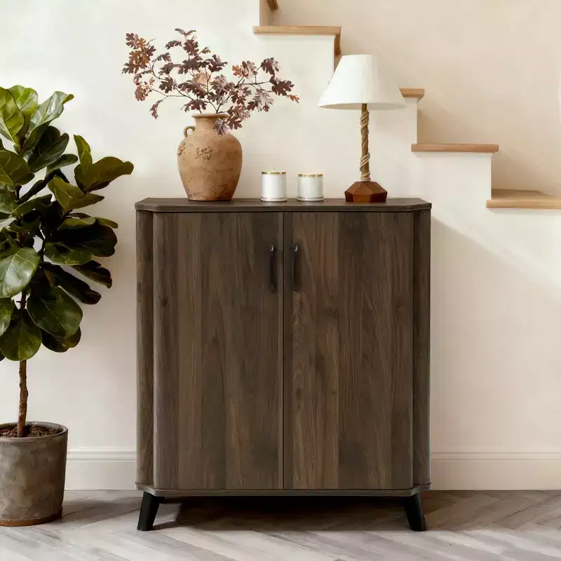 31.5 W Accent Cabinet with Doors, Mid-Century Storage Cabinet for Living Room, Dining Room, Entryway, Dark Oak