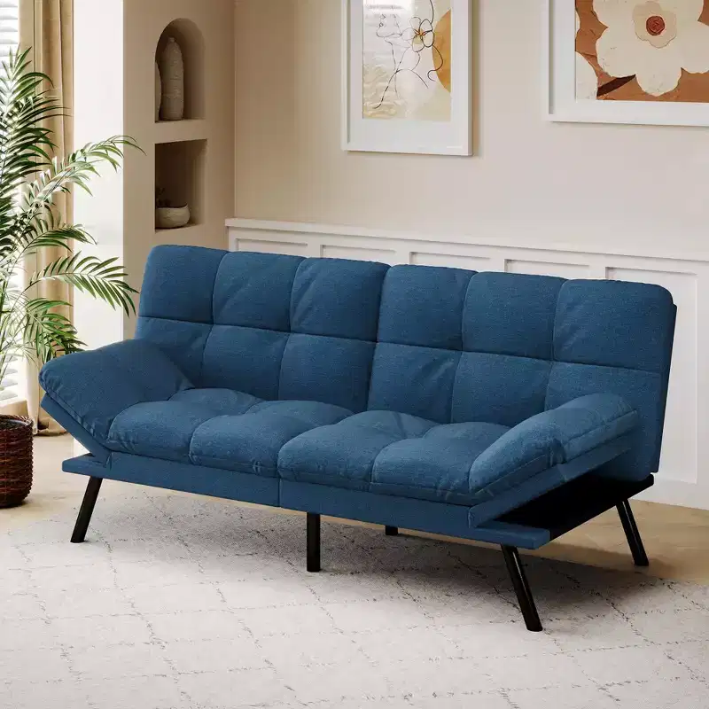 Dyonery 71 Sofa Bed Convertible Couch, Sofa Bed with Memory Foam, Adjustable Backrest & Armrests, Multifunctional Small Loveseat Sleeper Sofa