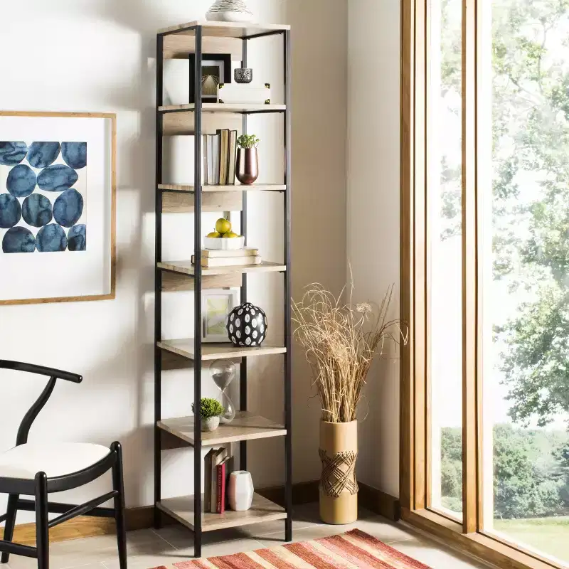 Lisa Etagere - FOX4275 - Oak/Black - Safavieh Couture