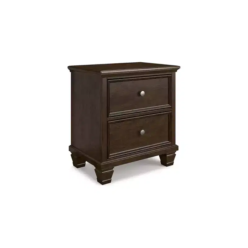 Classic 2 Drawer Nightstand For Bedroom, Dark Brown