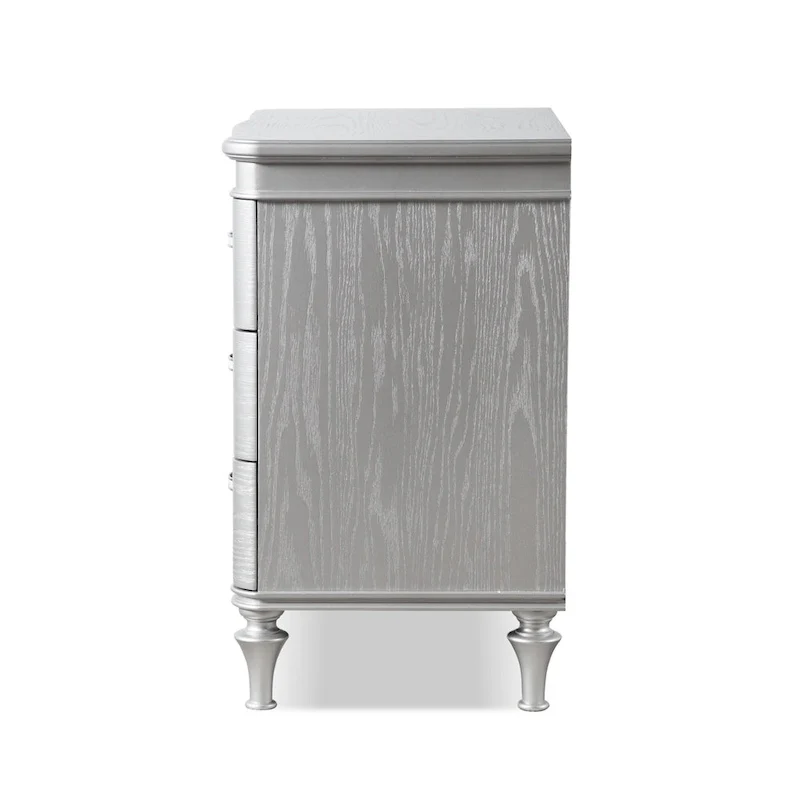 Black / Silver Glam 3-Drawer Nightstand, for 1