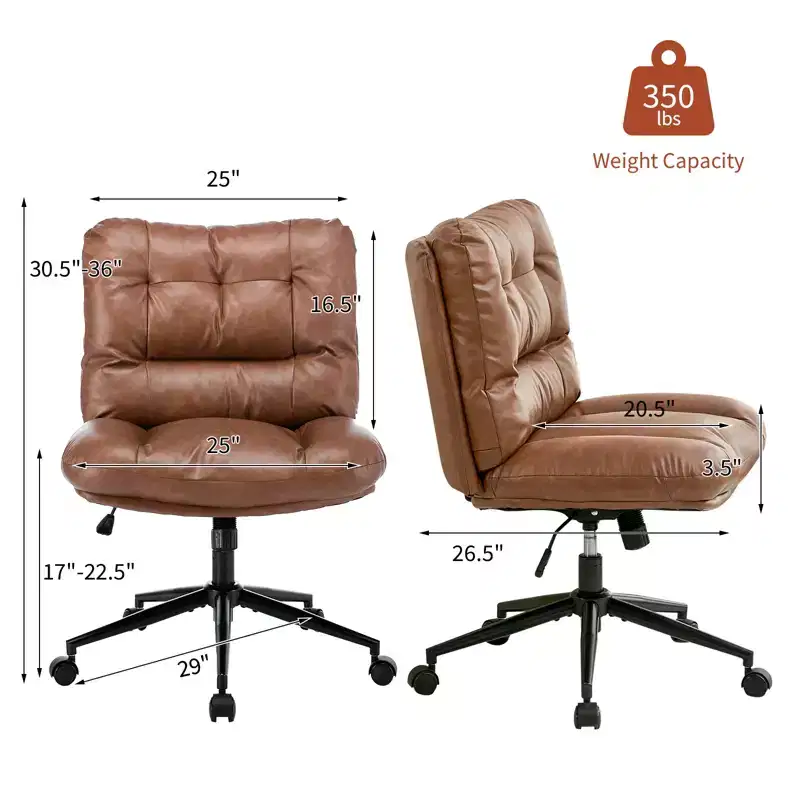 Cross Leg Chenille Chair with Wheels, 360 Swivel Height Adjustable Vanity Chair with Double Cushion, Wide Ergonomic Seat for Bedroom, Living Room