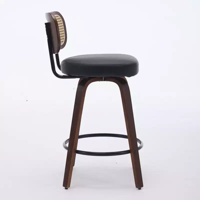 sumyeg Set of 2 Rattan Counter Stools with Swivel Seat and Cane Back, 26'' Height