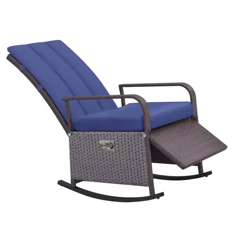 PE Rattan Rocking Recliner with Footrest