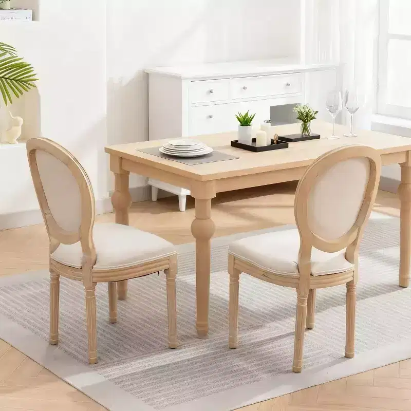 Upholstered Round Back Dining Chairs with Solid Wood Frame