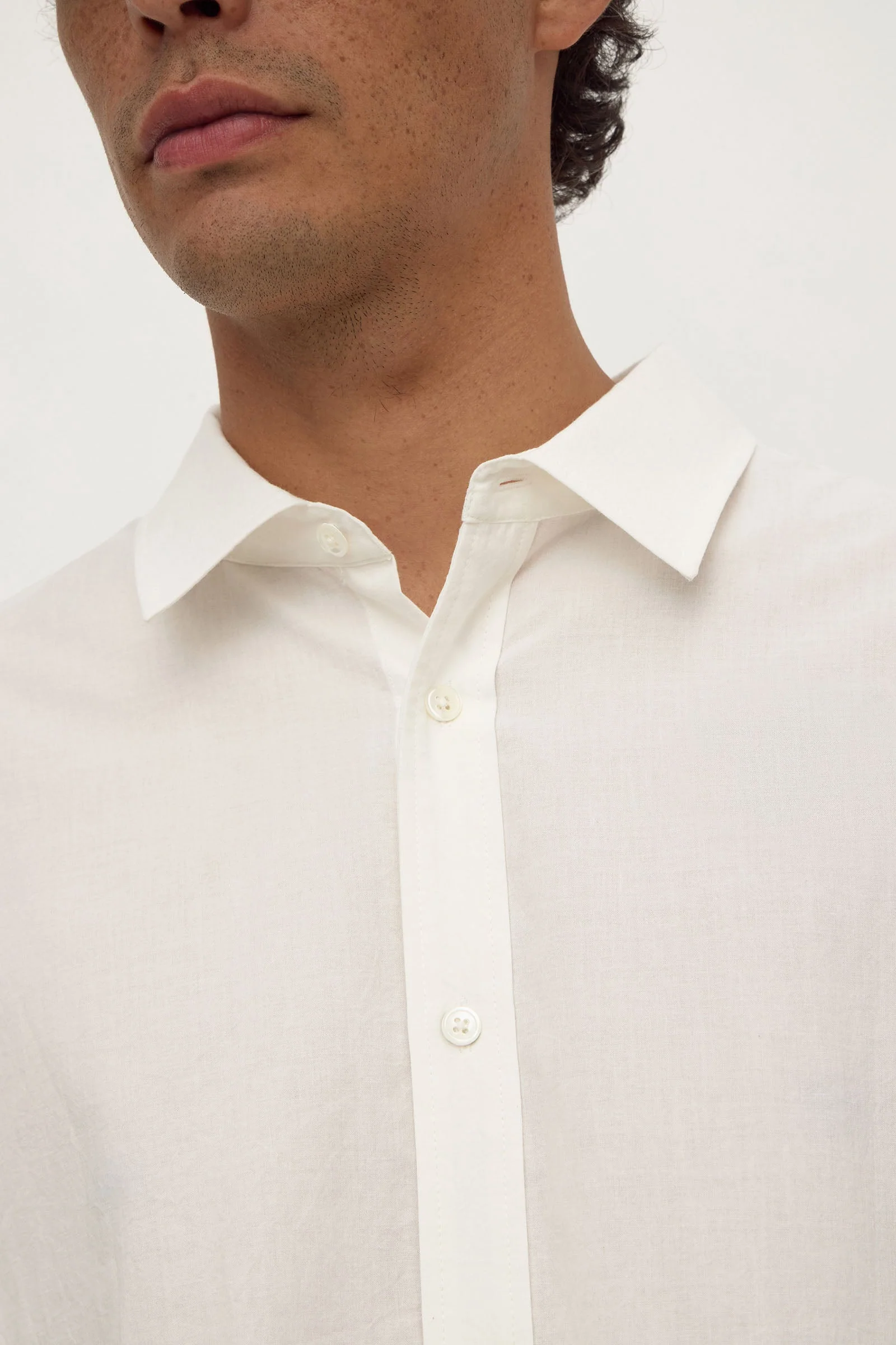 White Cotton Voile Long Sleeve Shirt