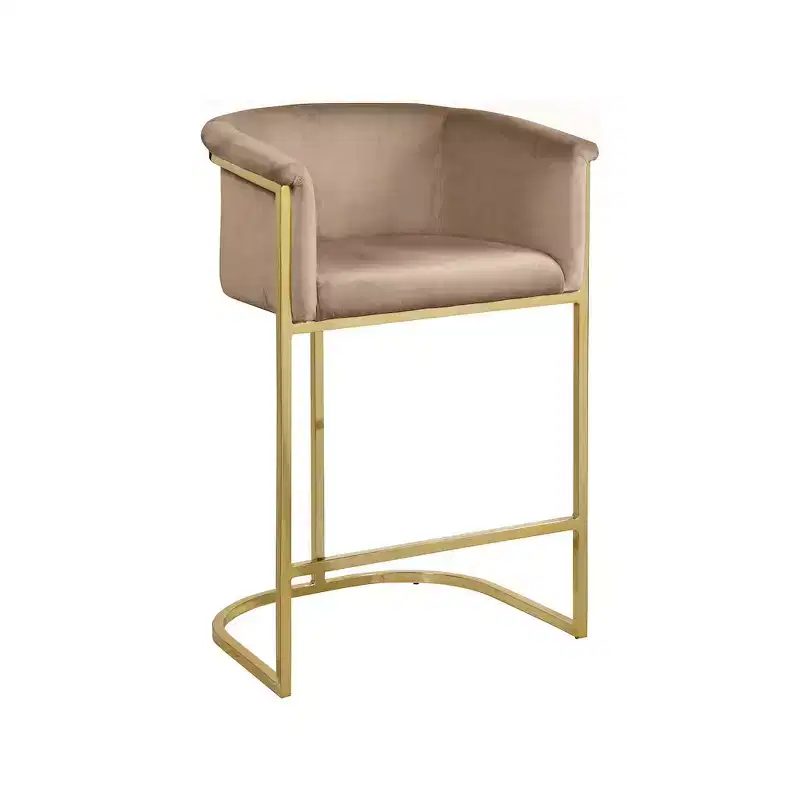 ,Donatella Beige Velvet Stool