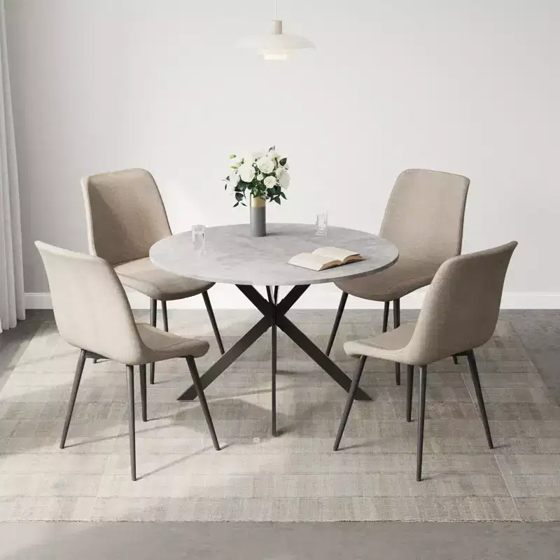 EROMMY 47.2 Round Dining Table Set, Modern Kitchen Table Wit 4 Chairs