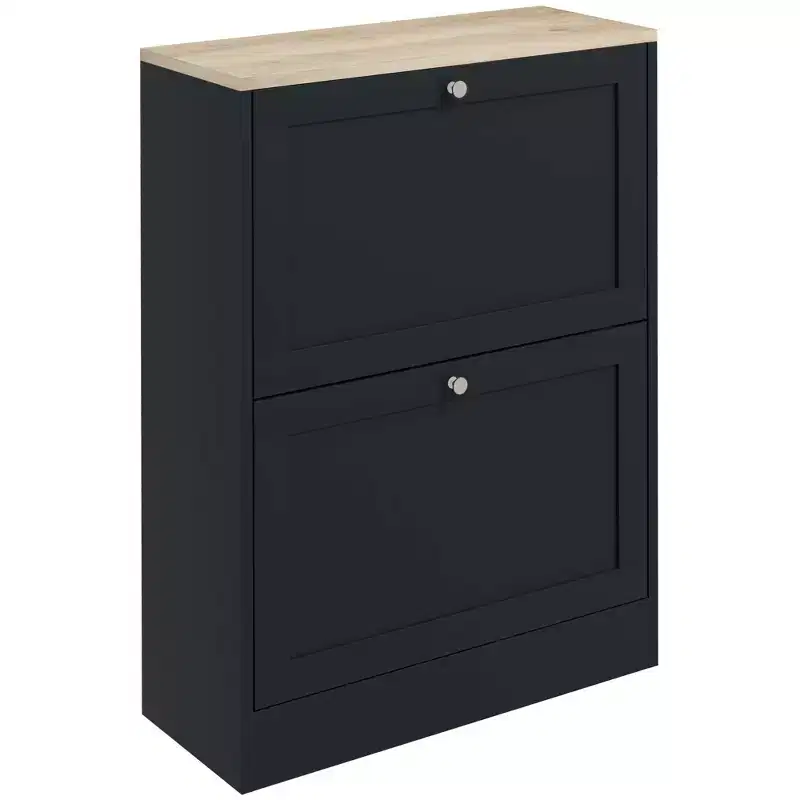 Slim Shoe Cabinet for Entryway, Modern Hidden Shoe Storage Cabinet with 2 Flip Drawers and Adjustable Shelves for 8-12 Pairs of Shoes