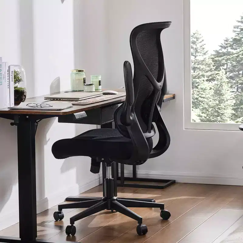 MAYEERTY Office Chair with Flip-Up Armrests Space-Saving Design Fits Under Desk