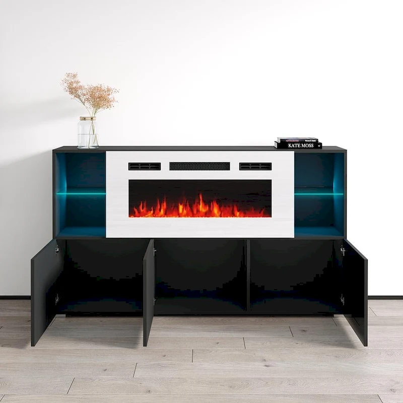 Komi WH03 63-inch Modern Electric Fireplace Sideboard