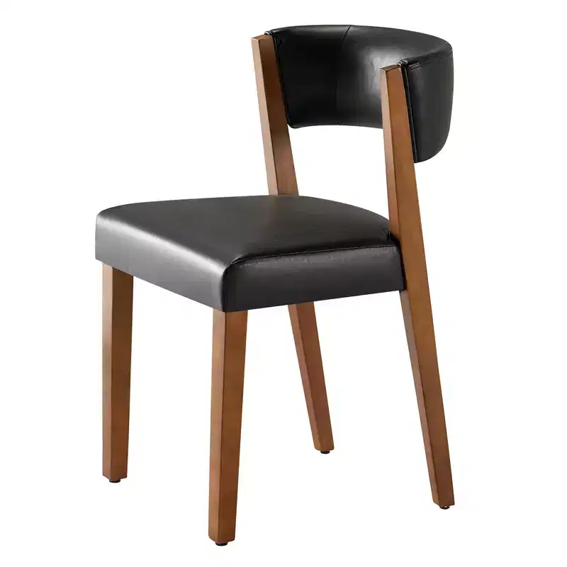 AMERLIFE Upholstered Dining Chairs, Mid-Century Modern Fabric Chairs with Curved Backrest and Pine Wood Legs