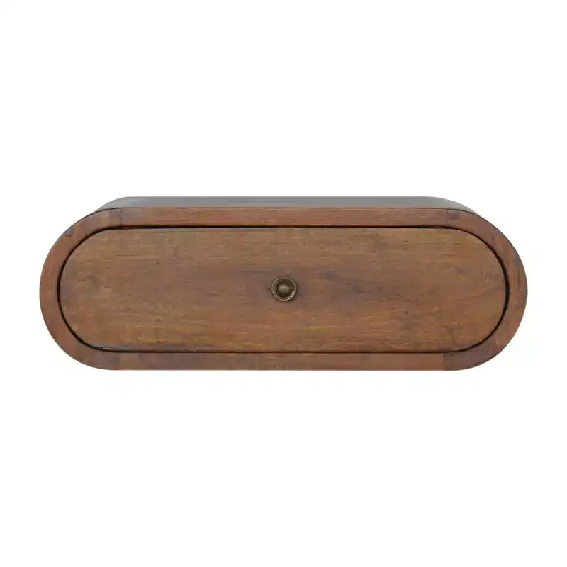 18 Chestnut Solid Wood Oval One Drawer Floating Nightstand
