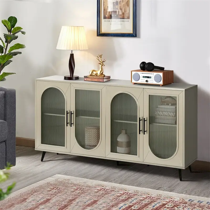 Wood Storage Cabinet with Doors and Adjustable Shelves