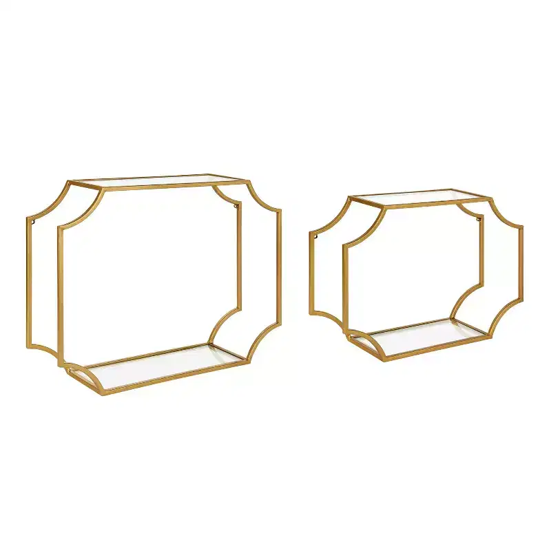 2pc Ciel Modern Glam Metal Wall Shelf Set - Kate & Laurel All Things Decor