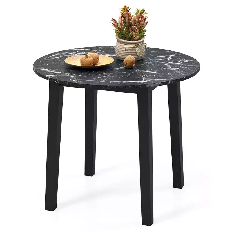 Costway 35 Kitchen Table Round Dining Table w/ Marble-textured Veneer Tabletop