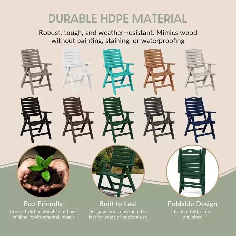WestinTrends Malibu HDPE Adjustable Highback Folding Patio Dining Chair
