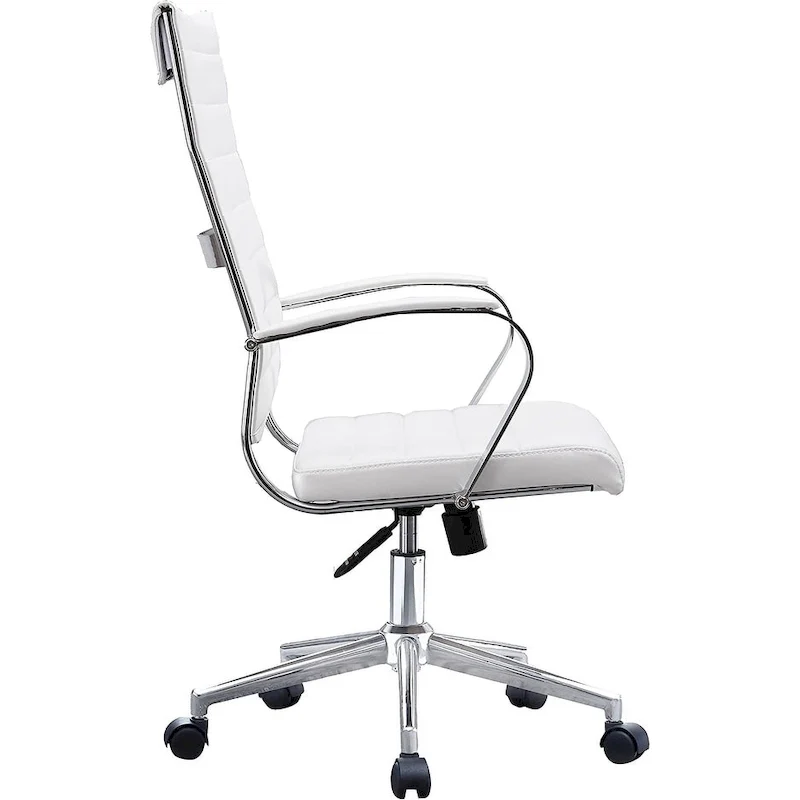 Modern High Back Office Chair Ribbed PU Leather Swivel Tilt Conference Room Computer Desk Cushion Seat Boss