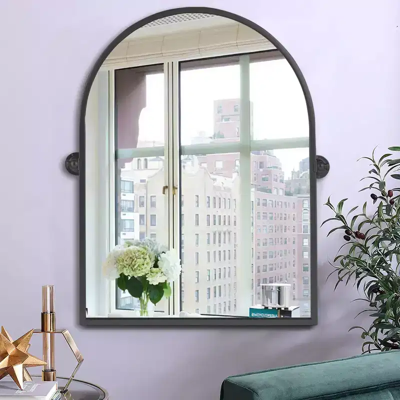 Iron Metal Frame Windowpane Wall Mirror Farmhouse Rustic Elegant Decor for Living Room Bedroom Bathroom Entryway