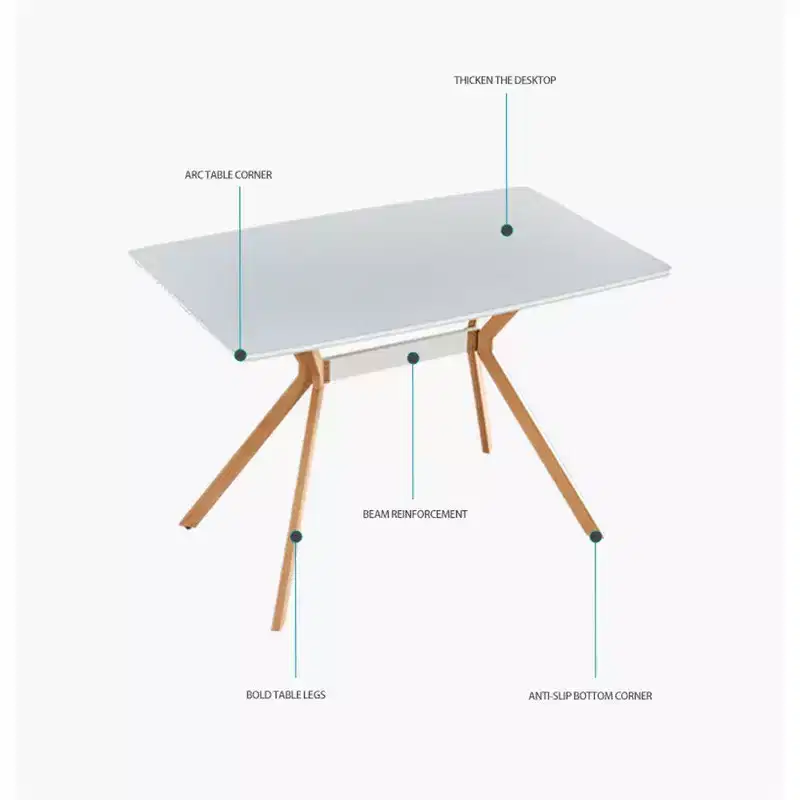 Modern Computer Desk with MDF Top and Metal Legs, Writing Study Table for Home Office, Contemporary Work Desk for Bedroom Study Room